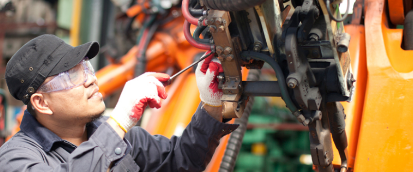 Compressed air service technician at work