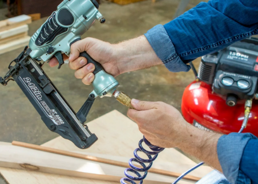HVLP spray gun in use