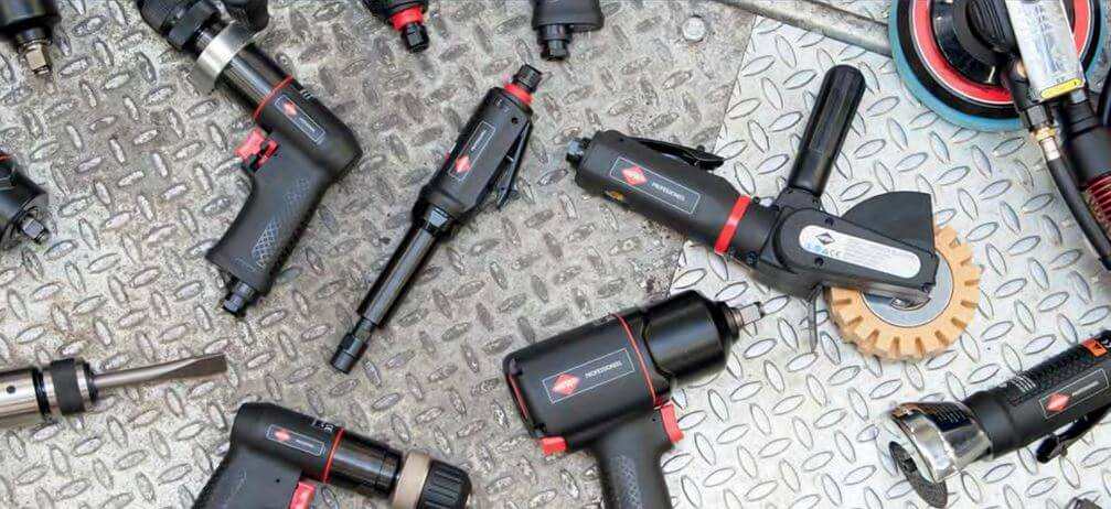 Pneumatic tools in workshop